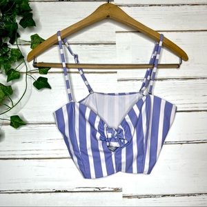 Zaful Bikini Top Striped Tie Front Knot 4
